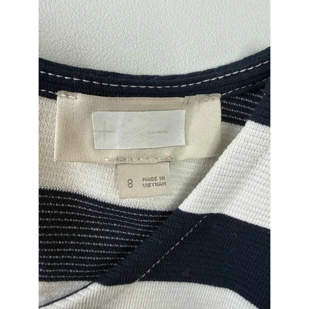 J.Crew Navy Blue White Striped Sheath Dress Womens Size 8 Sample NEW